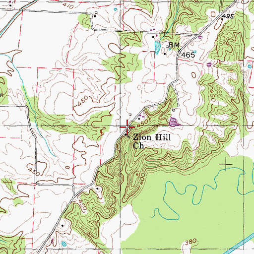 Topographic Map of Zion Hill Cemetery, TN