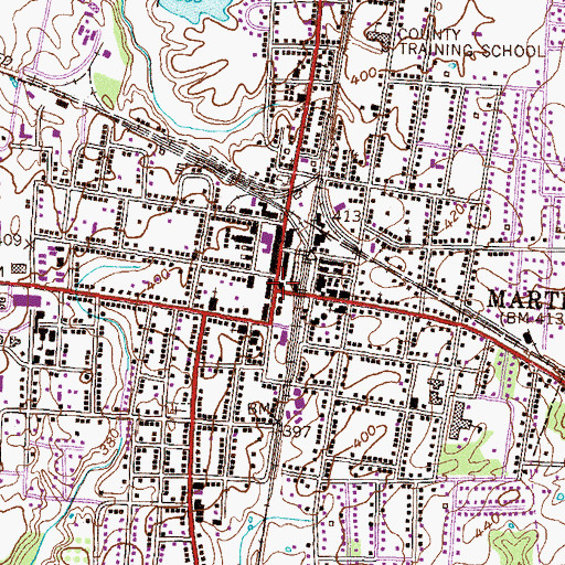 Topographic Map of C E Weldon Library, TN