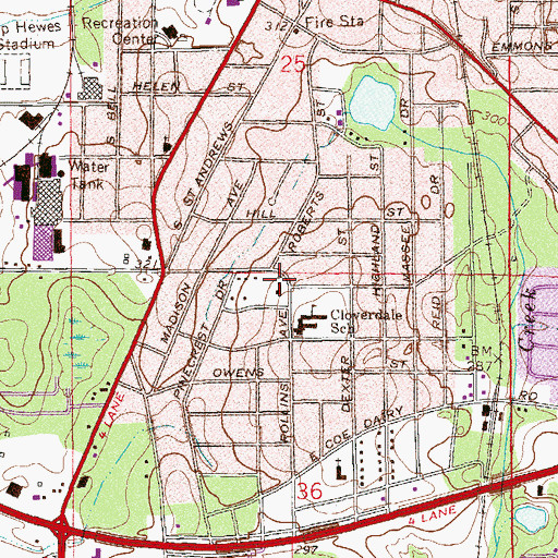 Topographic Map of Cloverdale Methodist Church, AL