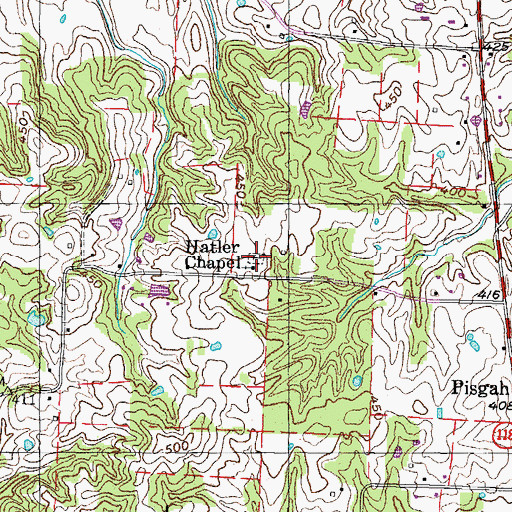 Topographic Map of Hatlers Chapel Cemetery, TN