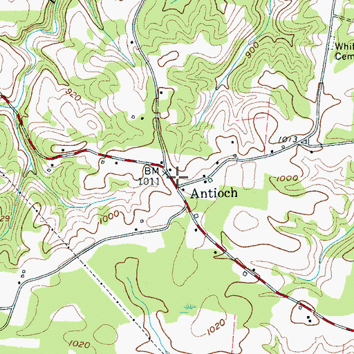 Topographic Map of Antioch School (historical), TN