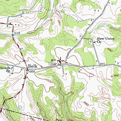 Topographic Map of Belk School (historical), TN