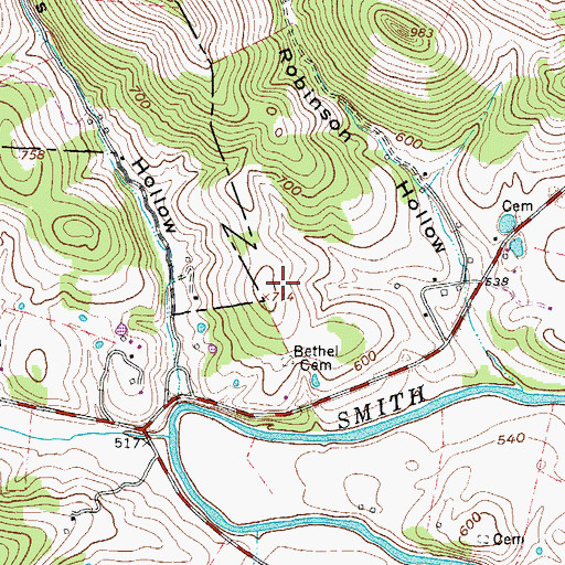 Topographic Map of Bethel Baptist Church (historical), TN