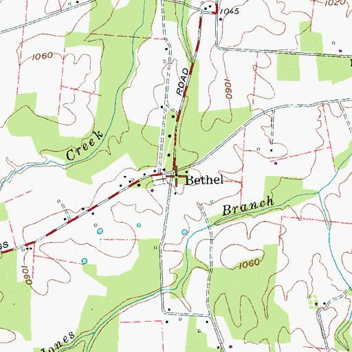 Topographic Map of Bethel United Methodist Church, TN
