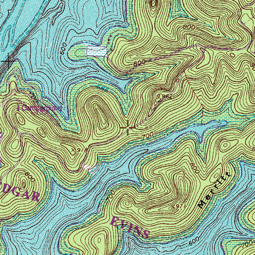 Topographic Map of Center Hill School (historical), TN