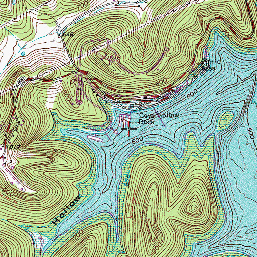 Topographic Map of Cove Hollow School (historical), TN