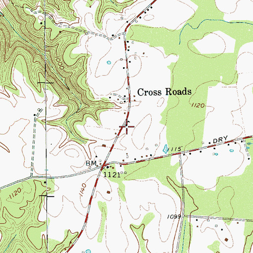 Topographic Map of Cross Roads School (historical), TN