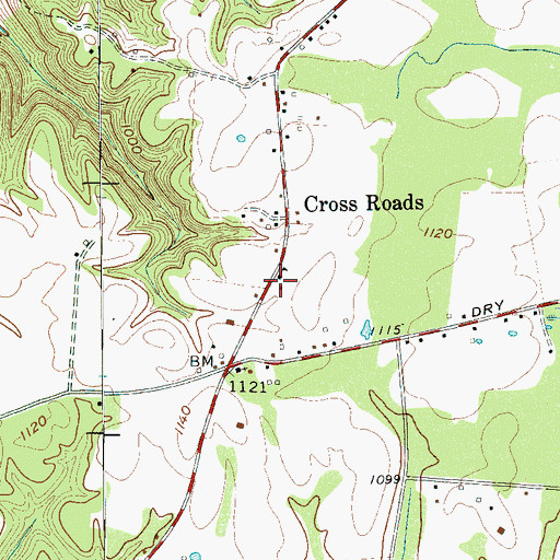 Topographic Map of Cross Roads School (historical), TN