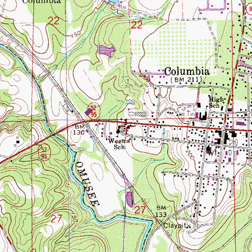 Topographic Map of Columbia Baptist Church, AL