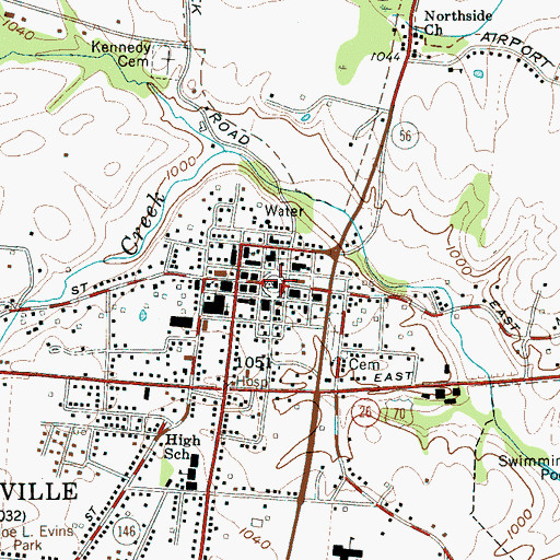 Topographic Map of DeKalb County Courthouse, TN