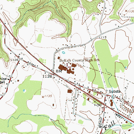 Topographic Map of DeKalb County High School, TN