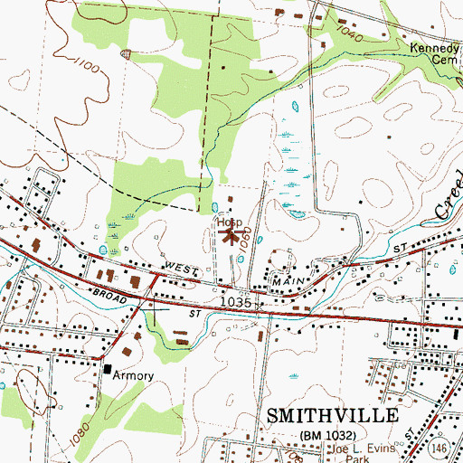 Topographic Map of DeKalb Community Hospital, TN