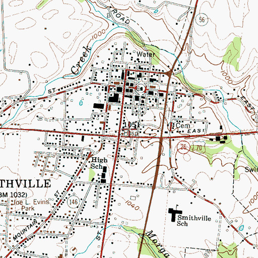 Topographic Map of Doctors Hospital, TN