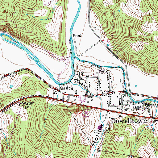 Topographic Map of Dowelltown Baptist Church, TN