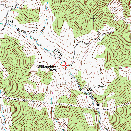 Topographic Map of Dry Branch Church (historical), TN