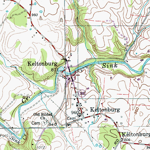 Topographic Map of Elkins Mill (historical), TN