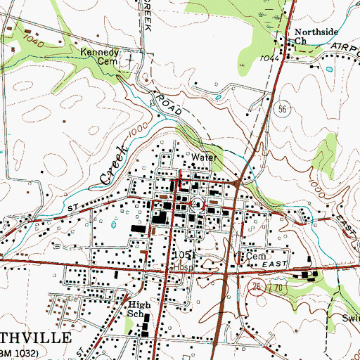 Topographic Map of First Baptist Church, TN