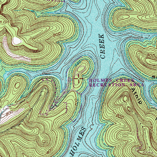 Topographic Map of Holmes Creek Recreation Area, TN