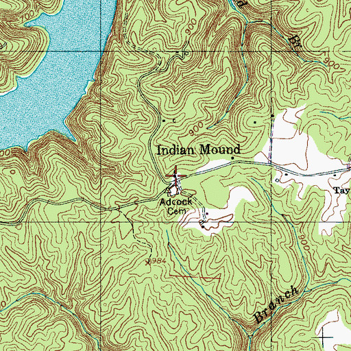 Topographic Map of Indian Mound Baptist Church, TN