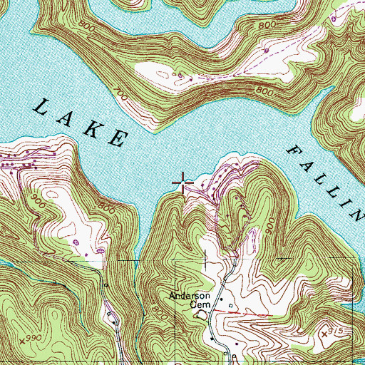 Topographic Map of Johnson Chapel Recreation Area, TN