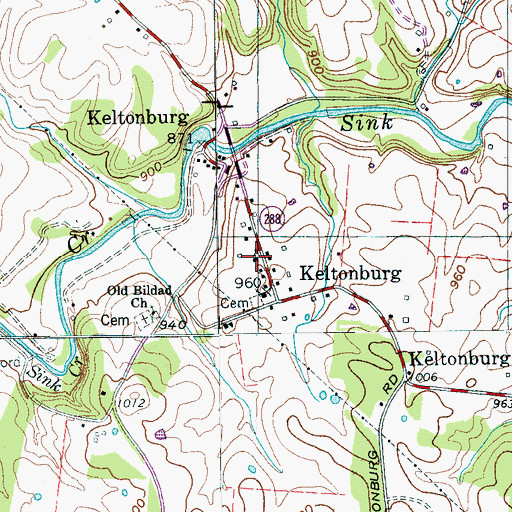 Topographic Map of Keltonburg Church of Christ, TN