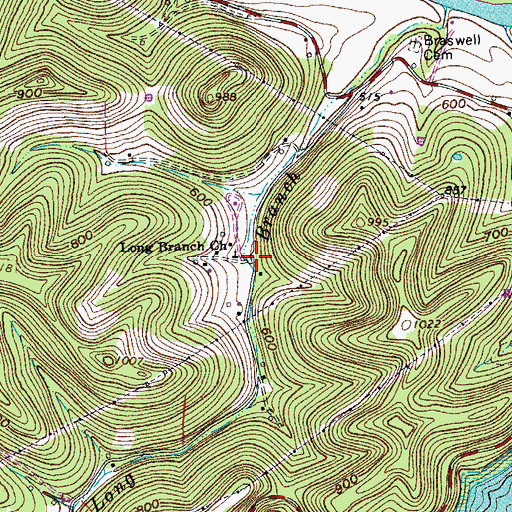 Topographic Map of Long Branch School (historical), TN