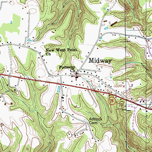 Topographic Map of Midway School (historical), TN