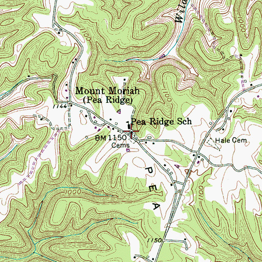 Topographic Map of Mount Moriah Baptist Church, TN