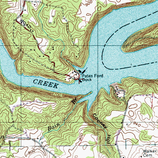 Topographic Map of Pates Ford Dock, TN