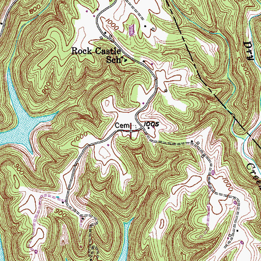 Topographic Map of Rock Castle Missionary Baptist Church (historical), TN