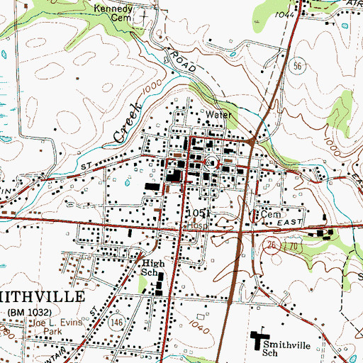 Topographic Map of Smithville Cumberland Presbyterian Church, TN