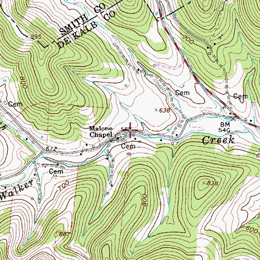 Topographic Map of Walker Creek School (historical), TN