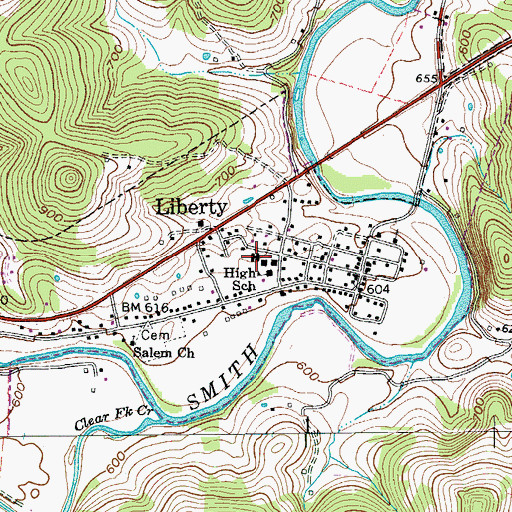 Topographic Map of West Elementary School, TN