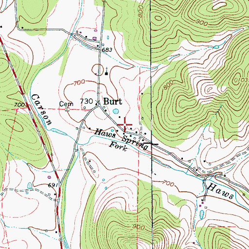 Topographic Map of Burt School (historical), TN