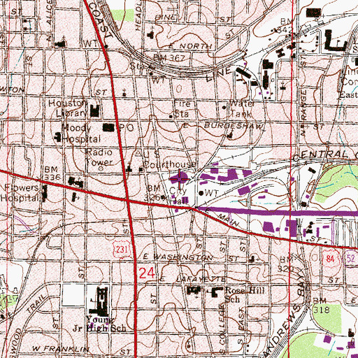 Topographic Map of Dothan Civic Center, AL