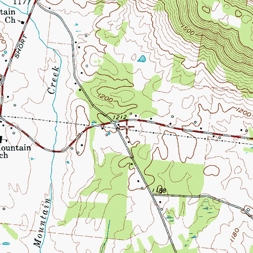 Topographic Map of Tuckers Chapel School (historical), TN