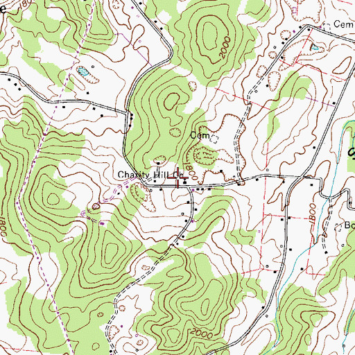 Topographic Map of Charity Hill School (historical), TN