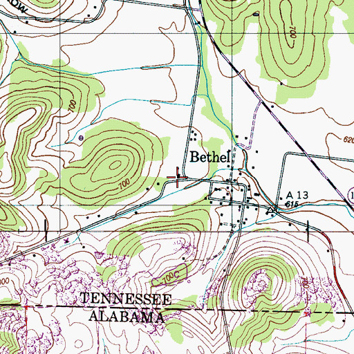 Topographic Map of Bethel School (historical), TN