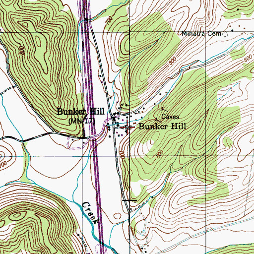 Topographic Map of Bunker Hill School (historical), TN
