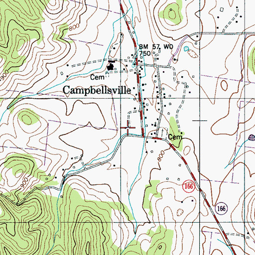 Topographic Map of Campbellsville School (historical), TN