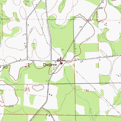 Topographic Map of Dupree School (historical), AL