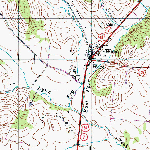 Topographic Map of Waco School (historical), TN
