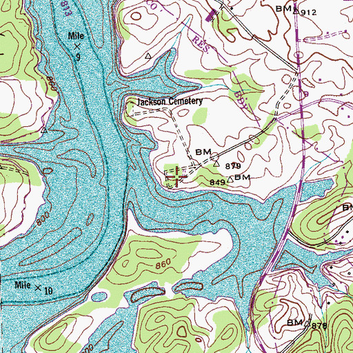 Topographic Map of Lotterdale Cove Recreation Area, TN