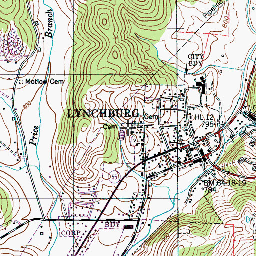 Topographic Map of Highview Cemetery, TN