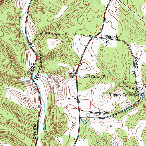 Topographic Map of Hoover Grove Cemetery, TN