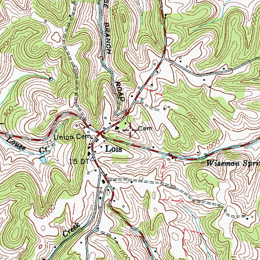 Topographic Map of Lois Cemetery, TN