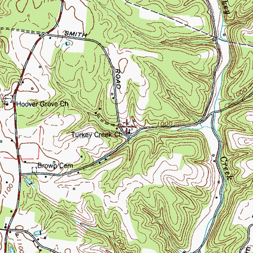 Topographic Map of Turkey Creek Cemetery, TN