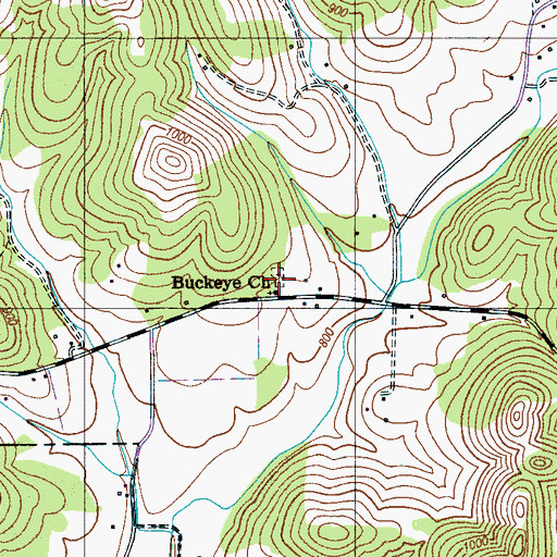 Topographic Map of Waggoner-Buckeye Cemetery, TN