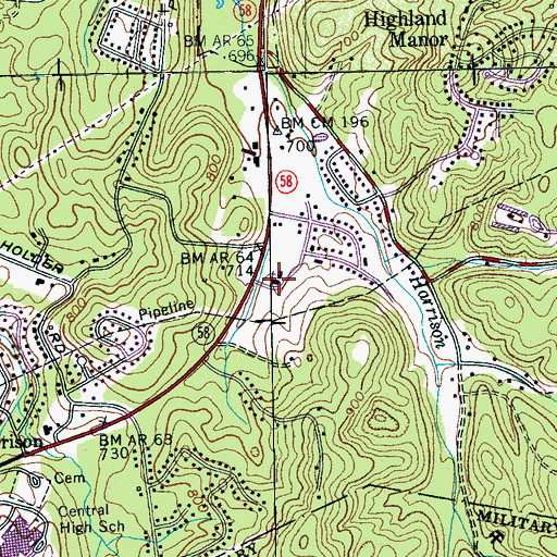Topographic Map of Bayside Baptist Church, TN