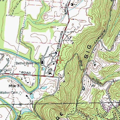 Topographic Map of Big Ridge Elementary School, TN